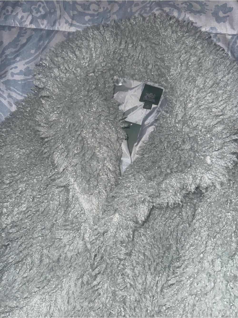 Grey Faux-Shearling Women’s Coat - Unknown Brand
